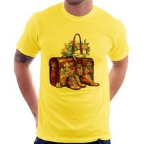 Camiseta Mala e Botas Retrô Flores - Foca na Moda