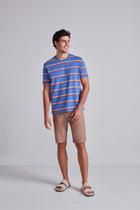 Camiseta Malha Comfort - Azul Médio / Vermelho Camiseta Malha Comfort - Azul Médio / Vermelho