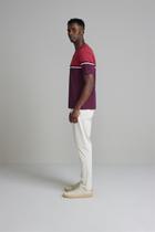 Camiseta Malha Comfort - Vermelho Rubi / Azul Marinho