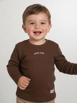 Camiseta Malha Manga Longa Infantil Para Menino- MARROM Camiseta Malha Manga Longa Infantil Para Menino- MARROM