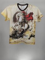 Camiseta malha pp ant pilling com estampa de são jorge guerreiro