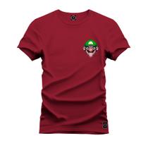 Camiseta Malha Premium Estampada Unissex Bigode Verde Peito