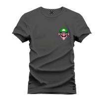 Camiseta Malha Premium Estampada Unissex Bigode Verde Peito