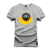 Camiseta Malha Premium Estampada Unissex Olho Girasol