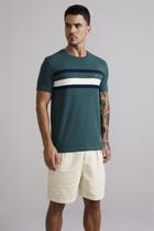 Camiseta Malha Slim Fit - Verde Floresta / Branco