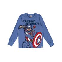 Camiseta Malwee Estampada Masculino Capitão América Azul