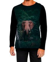 Camiseta Manga Comprida Ads Elefante Mamute África Animais 12