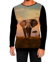 Camiseta Manga Comprida Ads Elefante Mamute África Animais 2