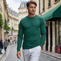 Camiseta Manga Comprida Básica Lisa Sem Estampa Camisa Blusa