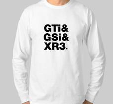 Camiseta Manga Comprida - Carros Clássicos Gti Gsi Xr3