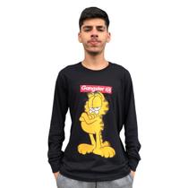 Camiseta Manga Comprida Premium Garfield Masculina Gangster Camiseta Manga Comprida Premium Garfield Masculina Gangster