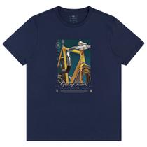 Camiseta manga curta 100% algodão marinho ciclismo