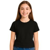 Camiseta Manga Curta Básica Infantil e Juvenil Menina Kyly