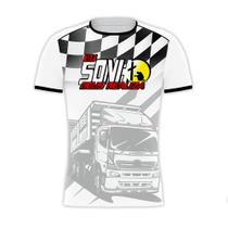 Camiseta Manga Curta Caminhoneiro Eu Sonho Deus Realiza Quadriculada Branca Camiseta Manga Curta Caminhoneiro Eu Sonho Deus Realiza Quadriculada Branca