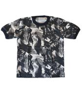 Camiseta Manga Curta Camuflada Preto 100% Algodão