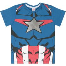Camiseta Manga Curta Capitão America Corpo Infantil