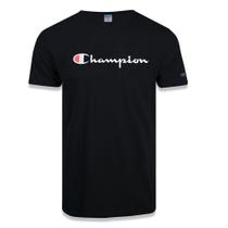 Camiseta Manga Curta Champion Malhão Script Patch Logo Preto Camiseta Manga Curta Champion Malhão Script Patch Logo Preto