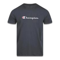 Camiseta Manga Curta Champion Mc Logo Script Ink Peppercorn Camiseta Manga Curta Champion Mc Logo Script Ink Peppercorn