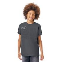 Camiseta Manga Curta Cinza Chumbo Rock On em Relevo Lemon