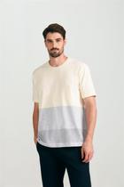 Camiseta Manga Curta Comfort Malha - Amarelo / Branco