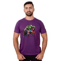 Camiseta Manga Curta dos Vingadores Heróis Infantil e Adulto Malha Leve - Unissex