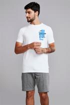 Camiseta Manga Curta Estampada Slim Fit - Branco