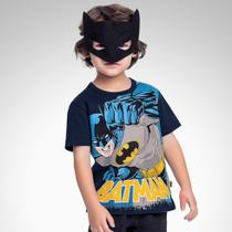 Camiseta Manga Curta Infantil com Mascara Batman