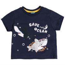 Camiseta Manga Curta Infantil Tubarões Azul - Toys & Kids