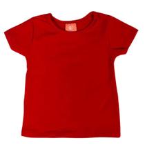 Camiseta manga curta infantil vermelho liso básica