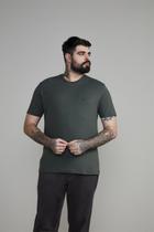 Camiseta Manga Curta Malha Básica Slim Fit - Verde Escuro Camiseta Manga Curta Malha Básica Slim Fit - Verde Escuro