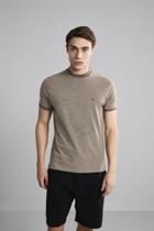 Camiseta Manga Curta Malha Slim Fit - Marrom Telha / Khaki