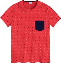 Camiseta Manga Curta Masculina Estampada Malwee Vermelho