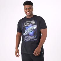 Camiseta Manga Curta Milennium Falcon Estampado Preto - Star Wars