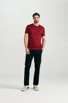 Camiseta Manga Curta Pima Slim Fit - Azul Marinho / Vermelho