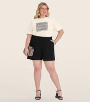 Camiseta Manga Curta Plus Size Secret Glam Bege