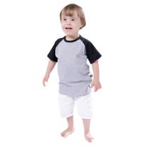 Camiseta Manga Curta Reglan Cinza Le Marques Infantil Menino Tamanho 6