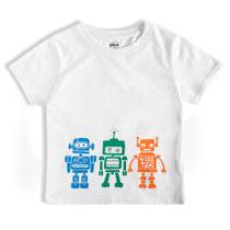 Camiseta manga curta Robozinhos Branco Camiseta manga curta Robozinhos Branco