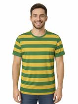Camiseta Manga Curta Torcedor Brasil Listrada Verde Amarela