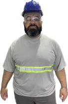 Camiseta Manga Custa PLUS SIZE RESISTENTE com Faixa Refletivo Malha Fria Uniforme Profissional Sinalização Eletricista Construção Camiseta Manga Custa PLUS SIZE RESISTENTE com Faixa Refletivo Malha Fria Uniforme Profissional Sinalização Eletricista Construção