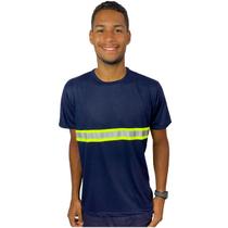 Camiseta Manga Custa RESISTENTE com Faixa Refletivo Malha Fria Uniforme Profissional Sinalização Eletricista Construção