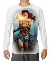 Camiseta Manga Longa 59 Mulher Maravilha Liga da Justiça Geek