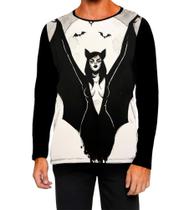 Camiseta Manga Longa Ads Vampiro Morcego Halloween