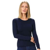 Camiseta Manga Longa Algodão Malwee 1000026304 Básica - Azul Camiseta Manga Longa Algodão Malwee 1000026304 Básica - Azul