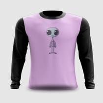 Camiseta Manga Longa Alien Divertido Roxo