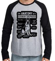 Camiseta Manga Longa Anatomia Pastor Alemão Camiseta Manga Longa Anatomia Pastor Alemão
