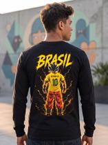 Camiseta Manga Longa Anime DBZ Goku Copa 2026 Brasil Premium Camiseta Manga Longa Anime DBZ Goku Copa 2026 Brasil Premium
