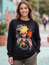 Camiseta Manga Longa - Anime My Hero Academia Bakugo Premium Tamanho:MCor:Preto Camiseta Manga Longa - Anime My Hero Academia Bakugo Premium Tamanho:MCor:Preto