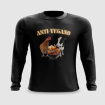 Camiseta Manga Longa Anti-Vegano Carnaval Meme