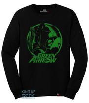 Camiseta Manga Longa Arqueiro Verde Arrow Super Herói Blusa