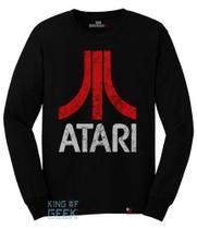 Camiseta Manga Longa Atari Games Camisa Geek Retrô Clássicos